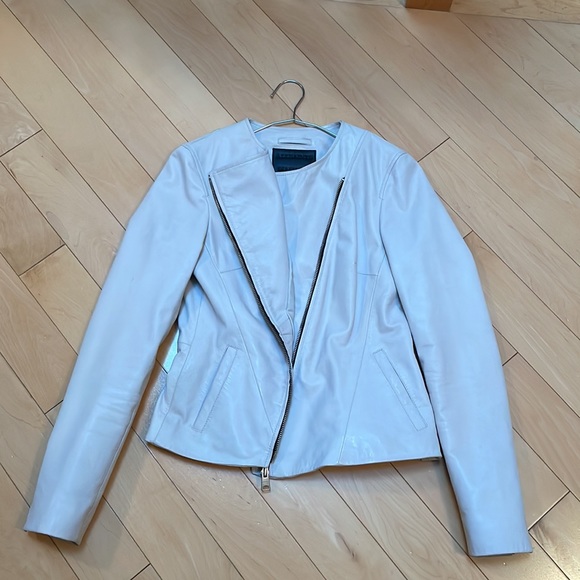 All Saints Fawn Leather Jacket - White - Picture 10 of 10